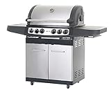 SANTOS Gasgrill M-418 mit Seiten- und Hinterbrenner | Edelstahl |