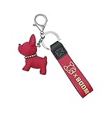 llsdls. Bulldogge Anhänger Schlüsselanhänger Hund Leder Silikon Strap Keychain for Frauen Tasche Auto Schlüsselanhänger Lobster Verschluss Schlüsselanhänger Schmuck Schmuck (Color : B - Green)