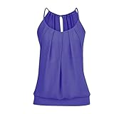 Zolimx Schlinge Oberteile Tops Frauen T-Shirt Bluse, Mode Beiläufig Weste Damen Sommer Lose geknitterte Rundhals T-Shirt Einfarbig Ärmellos Übergröße Weste Tanktop