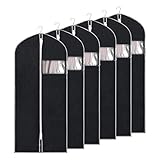 Gobesty Anzug Kleidersack Schwarz, 6 Stück Anti-Motte Schutzhülle Kleidersack, Abdeckung mit Reißverschluss Faltbar für Kleid Tanzkostüme Staubbeutel Anzüge M