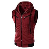 GJKK Herren Kurzarm Sommer Tshirts Hoodie-Sweatshirt ShirtFreizeit Rundhals kurze Ärmel mit Kordelzug Dünn Individualität Einfarbig Tshirts für Gym Joggen Trainings Fitness L