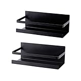 KES Gewürzregal Ohne Bohren Gewürzhalter Küche Selbstklebend Gewürzregale Magnetisch Gewürz Organizer 2 Stück Küchenregal Kühlschrank Ablage Matt Schwarz, KRR503-BK-P2