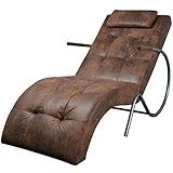 Wohnzimmer Liegesessel,Modern Relaxsessel,Mit Armlehnen und Kissen,Liegesessel Braun Wildleder-Optik S