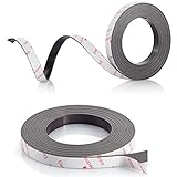 2 Stücke Magnetisches Band mit Selbstklebender Rückseite 1/2 Zoll x 14,8 Feet Magnetische Aufkleber Band Rolle Flexible Doppelseitige Magnet Streifen für Küche Badezimmer Büro Whiteb