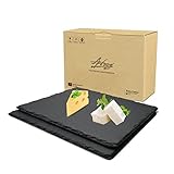 Aphro Groß Schieferplatte (2 Stück) Set Cutting board,Charcuterie Board,Dekorative servierplatten,Schiefer für Speisen und Sushi,Servierplatte,cake stand ,serving tray,schwarz p