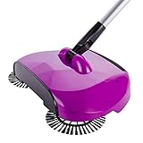 IMIKEYA Push Sweeper Bodenwischer Teppichkehrer Manuelle Kehrmaschine Reiniger 360° Drehbare Bodenreinigung Mop für Zuhause (lila)