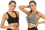NC Sport BH Damen Reißverschluss vorne Sport Bra starker Halt Frau Fitness Bustier ohne Bügel praktisches Vorderverschluss-Design hochelastische Damen Yoga BH Training B