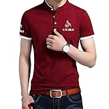 GXEBOPS Herren Hemd mit Stehkragen 1.Fc-Koln Logo Print Kurzarm T-Shirt Herren & Damen Baumwoll-Poloshirts Mode/red/XS