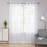 Deconovo Vorhang Gardinen Transparent Ösenvorhang 240x140 cm Weiß 2er Set, Stoff, 240x140