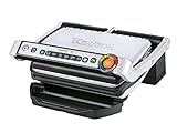 Tefal OptiGrill GC702D Kontaktgrill (für ideale Grillergebnisse, 2.000 Watt, Standard-Modell, automatische Anzeige des Garzustands, 6 voreingestellte Grillprogramme) 30 cm x 20 cm, schwarz/