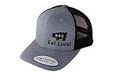 Low Country Comfort Co. Offizielle North Carolina Eat Local BBQ verstellbare Mütze – bestickt auf bequemer Trucker-Hut., Grau (Heather Grey)/schwarz, Einheitsgröß