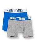 Puma Jungen Boys Basic Boxer 2P Boxershorts, Mehrfarbig (Blue/Grey 417), (Herstellergröÿe. 176) (2Er Pack)