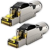 Cat 8 Netzwerkstecker RJ45 Stecker Werkzeuglos bis 40 GBit/s 2000 MHz Ethernet | geschirmt Crimpstecker für Verlegekabel Datenkabel Installationskabel Cat 8.1 Cat 7 Cat6a Cat6 / 8 polig Plug 2 Stück