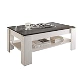 trendteam smart living Wohnzimmer Couchtisch Wohnzimmertisch Universal, 110 x 47 x 65 cm in Pinie Weiß Struktur Nachbildung Absetzung Touchwood mit zusätzlicher Ablag