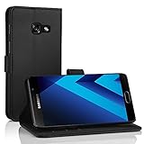 Simpeak Hülle Kompatibel für Samsung Galaxy A5 2017, Handyhülle Kompatibel mit Galaxy A5 2017 Leder Flipcase (Schwarz)