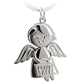 FABACH Schutzengel Schlüsselanhänger Emmy mit Gravur Drive Safe - Süßer Engel Anhänger aus Metall - Geschenk Glücksbringer Auto Führerschein - Fahr vorsichtig Schlüsselanhäng