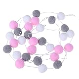 SZETOSY Pom Poms Girlanden - GOODCHANCEUK 2 x Filz Ball String 2M hängende Ornamente handgemachte Pom Pom Dekoration für Kinder Schlafzimmer Party Geburtstag weiß + grau + Pink