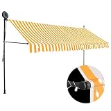 OUSEE Einziehbare Markise Handbetrieben mit LED 400 cm Weiß Orang