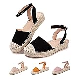 Plateau Sandalen Damen Espadrilles mit Keilabsatz Keilsandalen Absatz Espandrillos Sommer Frauen Schuhe Geschlossene 3 Schwarz 39 EU