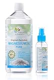 Zechstein Magnesium-Öl PUR aus Deutscher Abfüllung – Set aus 1000 ml Natursole + 100 ml Sprü