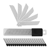 Relaxdays Abbrechklingen, 200 Stück, 7 Bruchstellen je Klinge, extrem scharf, 18 mm, Carbonstahl Ersatzklingen, silb