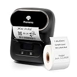 Phomemo M110 Etikettendrucker Thermo Etikettendrucker Mini Bluetooth Handheld-Drucker mit 1000-mAh-Akku, geeignet für Kleidung, Supermarkt, Einzelhandel usw, kompatibel für Android und iOS, Schw