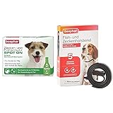 Zecken- und Flohschutz Spot ON für Hunde bis 15 kg & 17596 Floh- und Zeckenhalsband für Hunde, 60