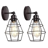 Asvert 2 Pack Vintage Wandlampe Schwarz,Wandleuchte Retro Metall Einstellbarer Winkel,Wandleuchte Industrie für Schlafzimmer Küche Wohnzimmer Restaurant Korridor Bar(Style 3)