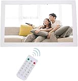 BEHOSE Digitaler Bilderrahmen 18 Zoll Hochauflösend (1366x768) Video/Foto/Musik-Player, Digitaluhr, Kalender, Wecker, Elektronischer Fotorahmen mit Fernbedienung, unterstützt USB-und SD-Karte,W
