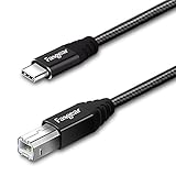 Fasgear Typ C auf USB B-Kabel, Nylon-Geflecht-Druckerscannerkabel mit Metallanschluss Kompatibel mit HP, Canon, Druckern und mehr (1,8 m, Schwarz)