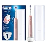 Oral-B Pro 3 3500 Elektrische Zahnbürste, 1 Handstück mit sichtbarem Drucksensor, 1 Aufsteckbürste, 1 Reiseetui, entworfen von Braun, 2-poliger UK-Netzstecker, Pink