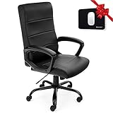 COMIFORT Bürostuhl Ergonomisch Design - Kunstleder-Schreibtischstuhl gepolstert, Hochlehner-Büro- & Computerstuhl mit armlehne, bürostuhl günstig, Ergonomischer bürostuhl - Heron Schw