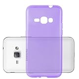 Cadorabo Hülle für Samsung Galaxy J1 2016 in TRANSPARENT LILA - Handyhülle aus flexiblem TPU Silikon - Silikonhülle Schutzhülle Ultra Slim Soft Back Cover Case Bump