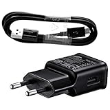 USB Wandladegerät (Fast Charge) EU Stecker Farbe Schwarz 5V-2A, 9V-1.67A (15W) + Micro USB 2.0 Kabel 1,2 m (120 cm) Farbe Schwarz Universal Reise-Ladekab