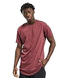 Urban Classics TB1767 Herren T-Shirt Shaped Melange Long Tee - Kurzarm Longshirt für Männer mit Rundhals-Ausschnitt und abgerundetem Saum, einfarbig - Farbe cherry, Größe M