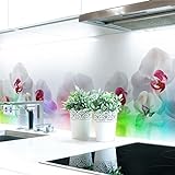 Küchenrückwand Orchideen Bunt Premium Hart-PVC 0,4 mm selbstklebend - Direkt auf die Fliesen, Größe:Materialprobe A4