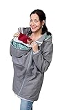 Viva la Mama - Jacke Schwanger Softshell Jacke mit Baby Einsatz Känguru Jacke Tragepullover Allwetter Outdoor warme Jacke schwanger - MELLORY grau Schwalben - M