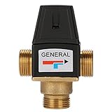 Thermostatventil, 3-Wege-Außengewinde DN20, Messing, hoher Durchfluss, Thermostatisches Mischventil mit guter Leistung, 35 bis 60 Grad Regelventil für solare Warmwasserbereiter-Fußbodenheizung