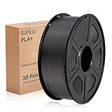 SUNLU PLA+ Filament Schwarz 1,75 +/- 0,02 mm, 3D-Drucker Filament PLA Plus 1,75 mm 1 kg Spule für 3D-Druck