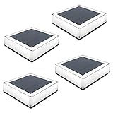 Solar Pfostenkappen 12x12cm, 4 Stück Zaunpfosten Licht wasserdichte Holzpfosten Gartenweg Lampe für Deck, Patio, Stufen - Außen Solarleuchten mit 2 Beleuchtungsfarben Einstellbare 3000K, 4000K, 6000
