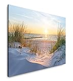 Paul Sinus Art Sonnenuntergang an der Ostsee 120x 80cm Inspirierende Fotokunst in Museums-Qualität für Ihr Zuhause als Wandbild auf Leinw