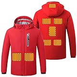 Yiartion Winterjacke Herren Beheizbare Steppjacke Waschbar Beheizbare Kapuzenjacke USB Elektrische Heizjacke mit 8 Heizbereiche Outdoorjacke Bomberjacke Wintermantel für Skifahren Camping Ang