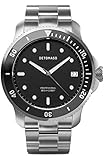 DETOMASO SAN REMO Diver Silver Black Herren-Armbanduhr Analog Quarz Edelstahl-Uhrenarmband Silb