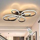 ZMH LED Deckenleuchte Wohnzimmer Moderne LED Deckenlampe schwarz 65 Watt Dimmbar mit Fernbedienung aus Metall in Schmetterlingforming Design für S