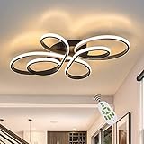 FLYFO Deckenleuchte Wohnzimmer Modern LED Deckenleuchte Schwarz Dimmbar mit Fernbedienung Aus 65 Watt Metall Schlafzimmer in Schmetterlingsform, Black