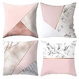 YxFlower 4er Set Rose Gold Rosa Kissen, Dekor Kissenhülle 45 x 45cm Rose für Zuhause und Sofa, Schlafzimmer Dek