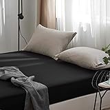 AYSW Mikrofaser, Schwarz Premium Spannbetttuch 140x200cm,Spannbettlaken mit Rundumgummi für Kinder und Erw