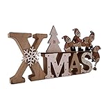LB H&F Weihnachtsdeko Schriftzug Xmas Purzelnde Nikoläuse zum hinstellen Holz Holzaufsteller (Nikolaus)