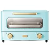 12L Minibackofen,Elektroherd Und Grill Home Backen Kleiner Backofen Timer Doppelglastür Ober- Und Unterhitze 1000W Küche Umluftofen (Blau) (Blau) Ästhetisch Und Prak