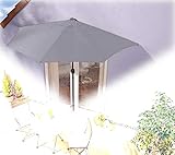 IMC Sonnenschirm halbrund dunkelgrau Balkon mit Kurbel Wandschirm Marktschirm Balkonschirm Sonnenschutz Halbschirm halb